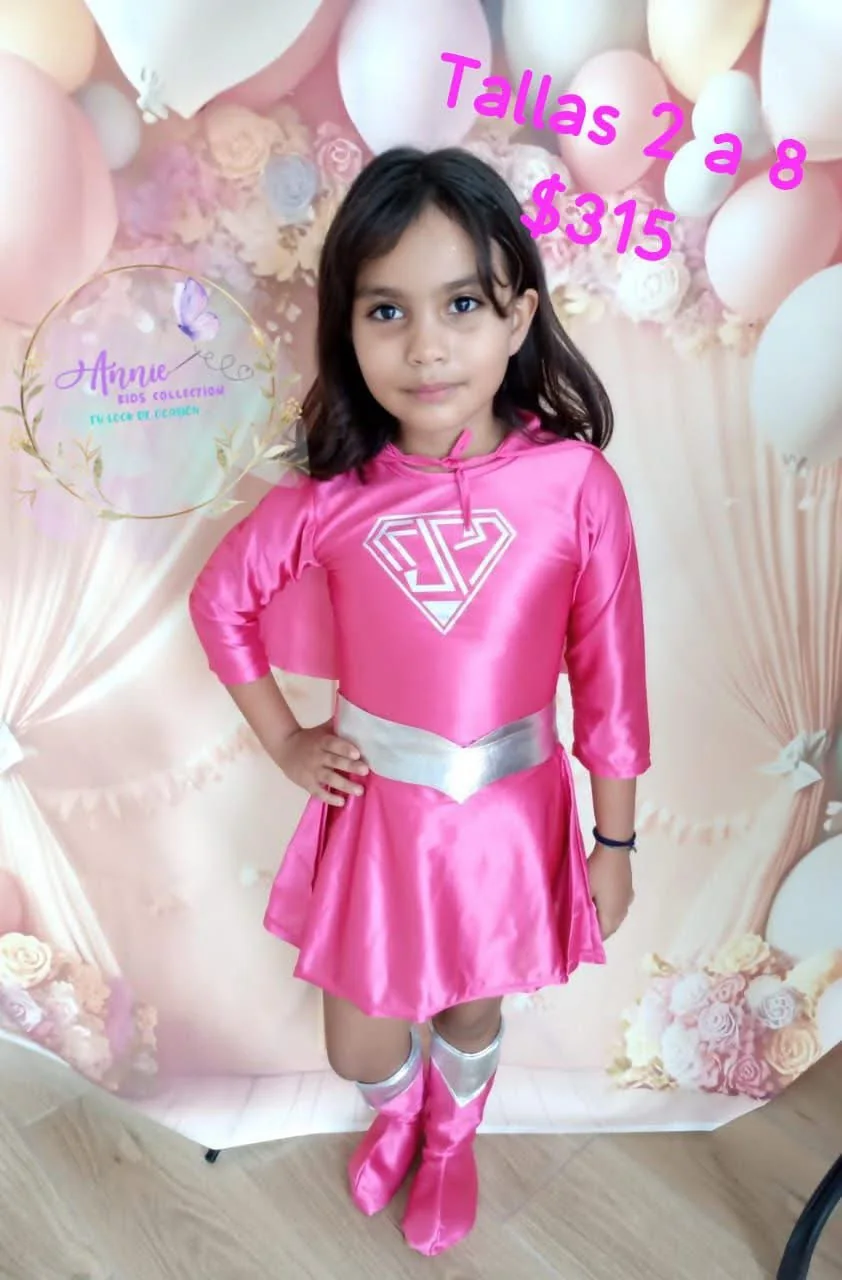 Disfraz infantil rosa de superheroína